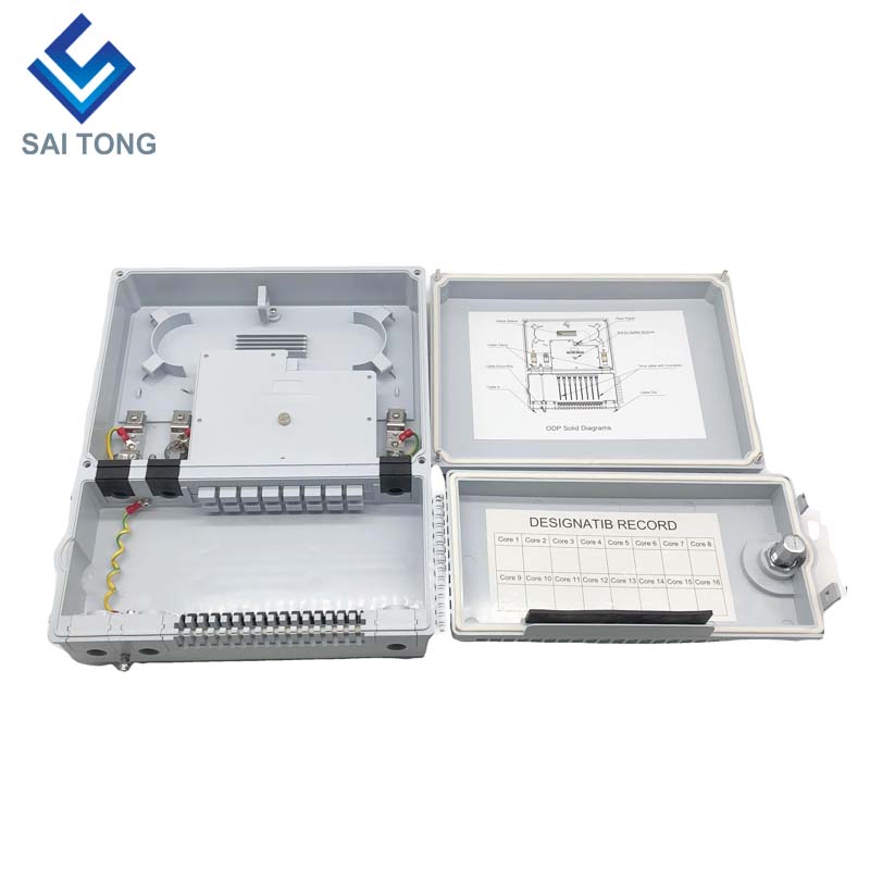 สไตล์อินโดนีเซียพร้อมสองประตู 3 ใน 16 ออกกล่องกระจายไฟเบอร์ 16 แกน 2 ชิ้น 2 * 8 Plc Splitter จุดกระจายแสง