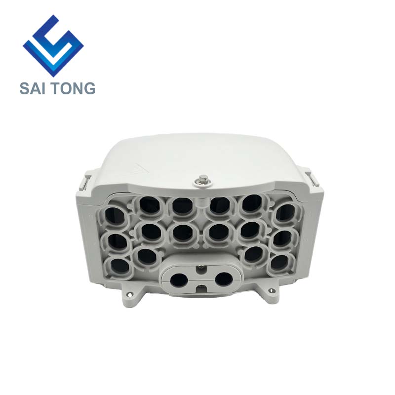 FTTH Saitong IP65 กล่องเทอร์มินัลใยแก้วนำแสง 16 คอร์วัสดุ PC + ABS กลางแจ้ง 16 พอร์ตกล่องกระจายพร้อม 2 ถาด