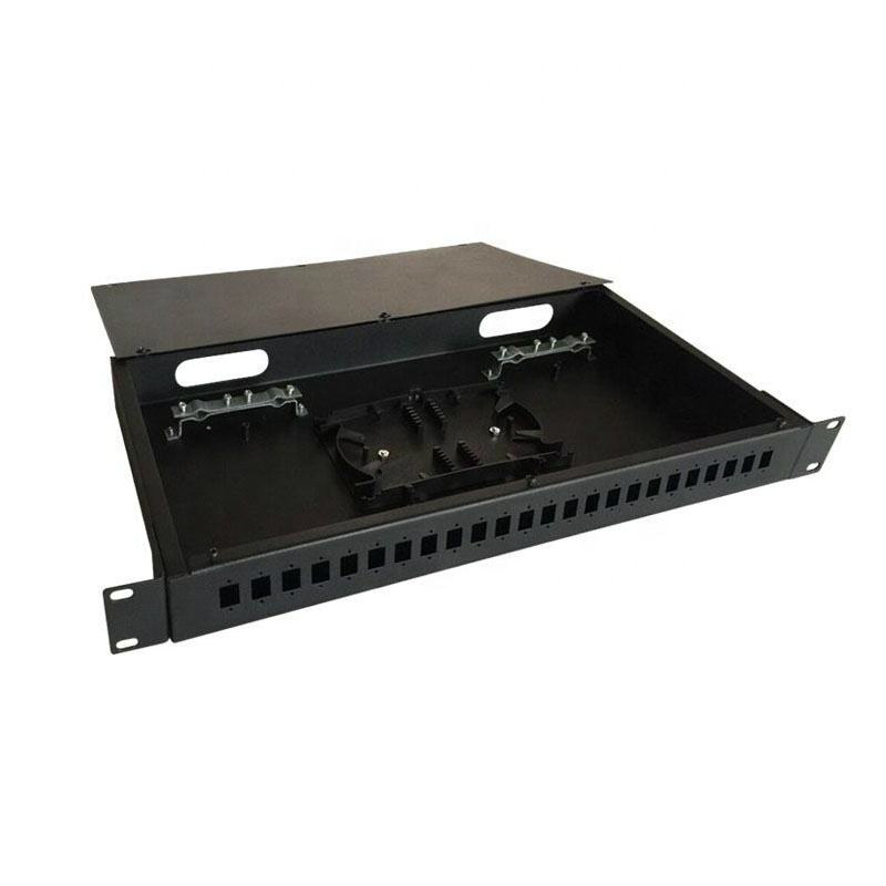 19 นิ้ว ftth 24 พอร์ต sc fc lc st rack mount กรอบการกระจายไฟเบอร์ออปติก แผงแพทช์ไฟเบอร์ออปติก rack mount ODF 1u โลหะ