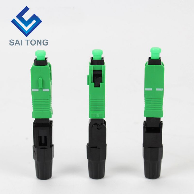 ด้วยการทำงานที่ดี FTTB FTTX Network Fiber Optic Fast Connector sc apc สายไฟเบอร์สีเขียวตัวเชื่อมต่อที่รวดเร็ว Quick Connector