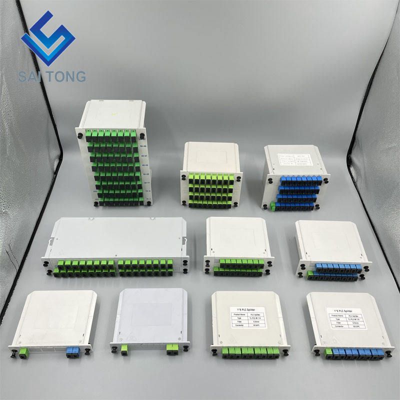 1:4 SC / UPC Rack Mount Plc Splitter กล่อง ABS SC UPC Connectors Cassette Type 1X4 Optical Fiber Splitter