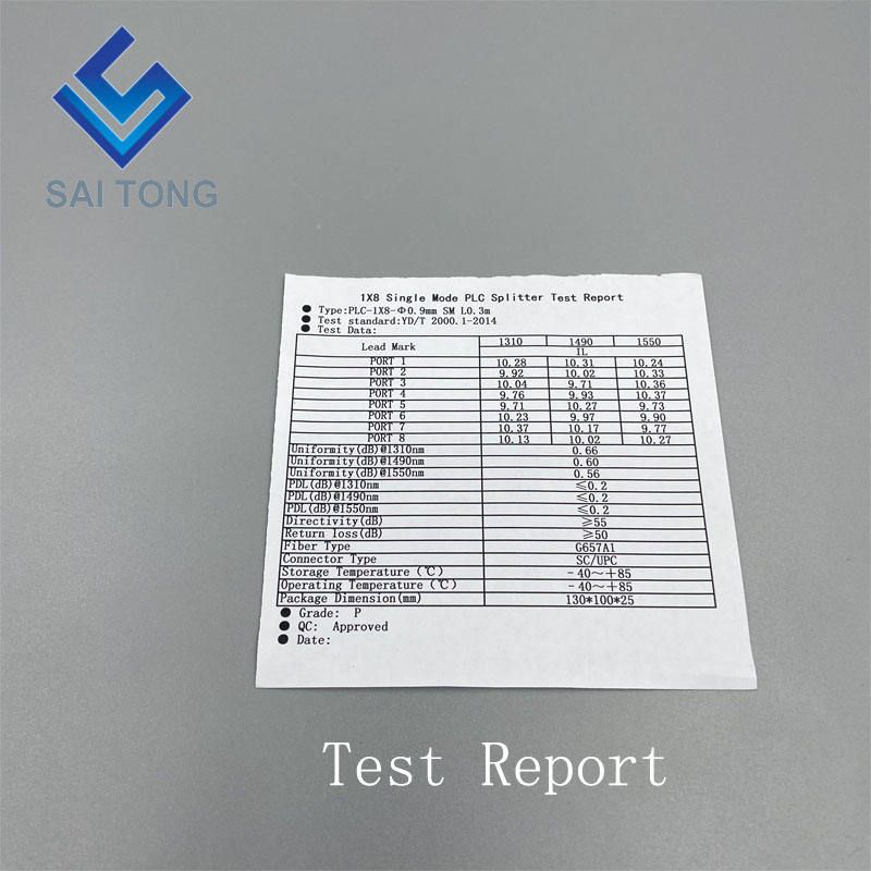 1:4 SC / UPC Rack Mount Plc Splitter กล่อง ABS SC UPC Connectors Cassette Type 1X4 Optical Fiber Splitter