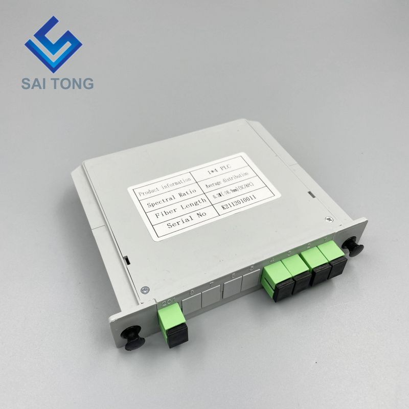 1:4 SC/APC Rack Mount Plc Splitter กล่อง ABS SC UPC Connectors Cassette Type 1X4 Optical Fiber Splitter