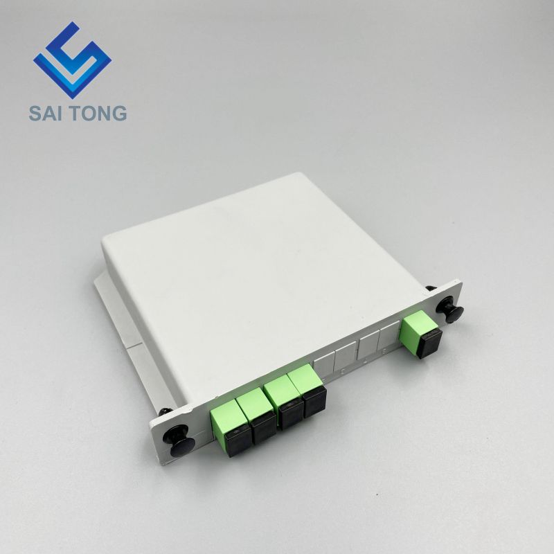 1:4 SC/APC Rack Mount Plc Splitter กล่อง ABS SC UPC Connectors Cassette Type 1X4 Optical Fiber Splitter