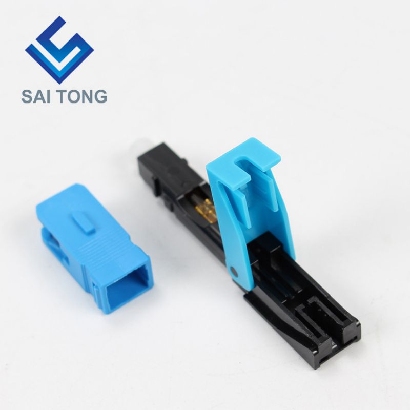 SC UPC ตัวเชื่อมต่อไฟเบอร์ออปติกที่รวดเร็วสีน้ำเงินสำหรับฟิลด์ประกอบ FTTH Quick Connector สายเคเบิลไฟเบอร์ 0.3dB ตัวเชื่อมต่อที่รวดเร็วโหมดเดียว