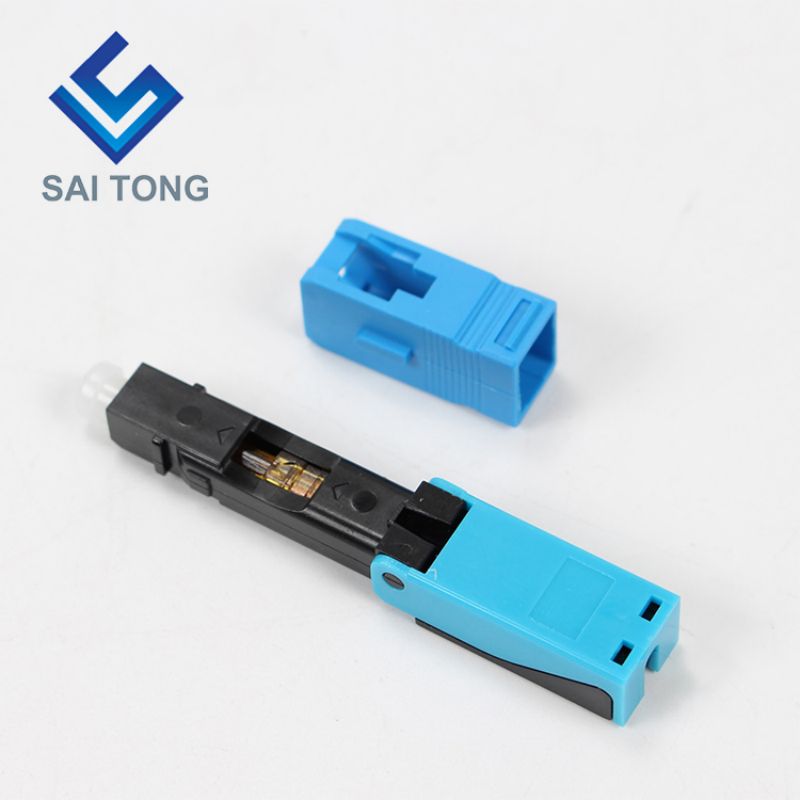 SC UPC ตัวเชื่อมต่อไฟเบอร์ออปติกที่รวดเร็วสีน้ำเงินสำหรับฟิลด์ประกอบ FTTH Quick Connector สายเคเบิลไฟเบอร์ 0.3dB ตัวเชื่อมต่อที่รวดเร็วโหมดเดียว