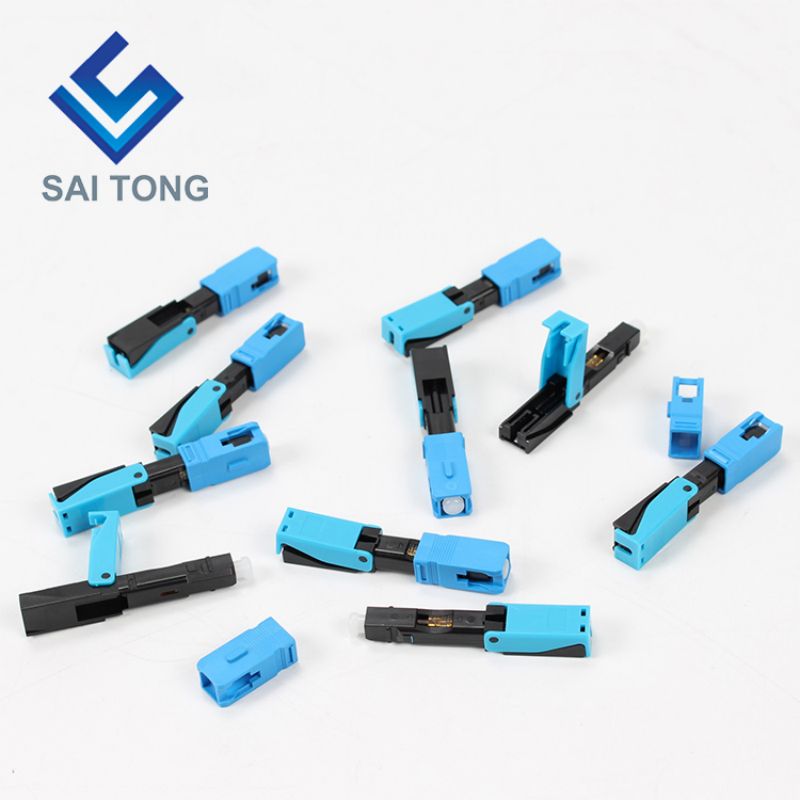 SC UPC ตัวเชื่อมต่อไฟเบอร์ออปติกที่รวดเร็วสีน้ำเงินสำหรับฟิลด์ประกอบ FTTH Quick Connector สายเคเบิลไฟเบอร์ 0.3dB ตัวเชื่อมต่อที่รวดเร็วโหมดเดียว