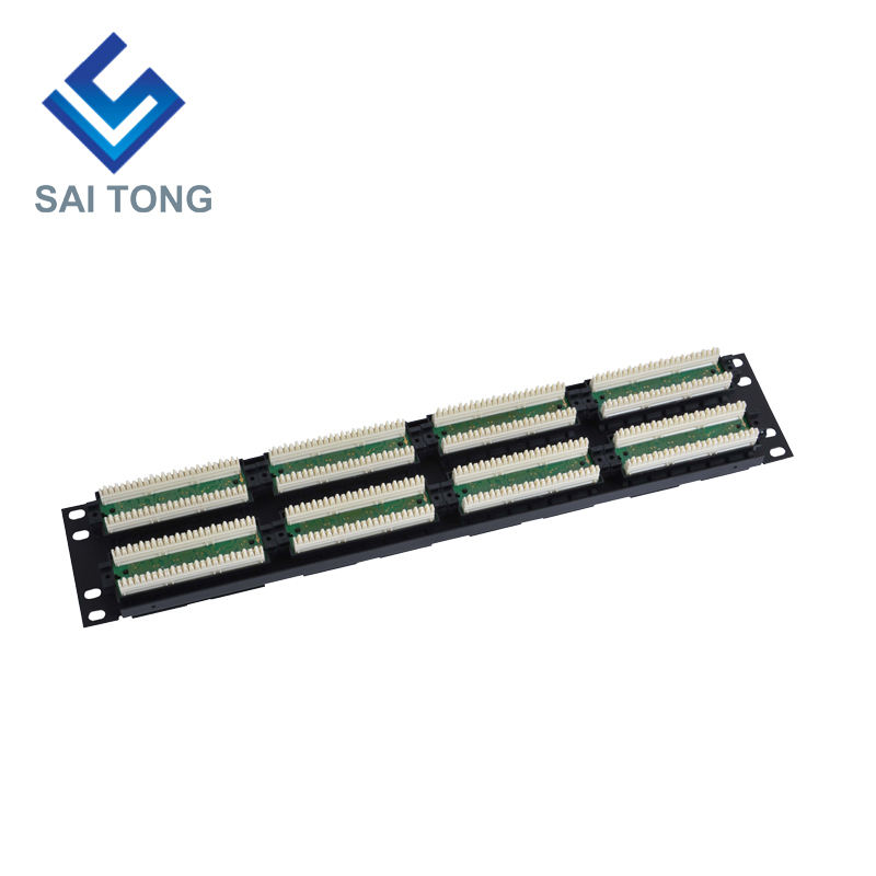 2U 19 '' 48 พอร์ต RJ45 แจ็คเก็ต Krone, ตัวยึดเหล็ก Cat6 Patch Panel Blank Unshielded utp Cat5e CAT6 CAT6A RJ45 Patch