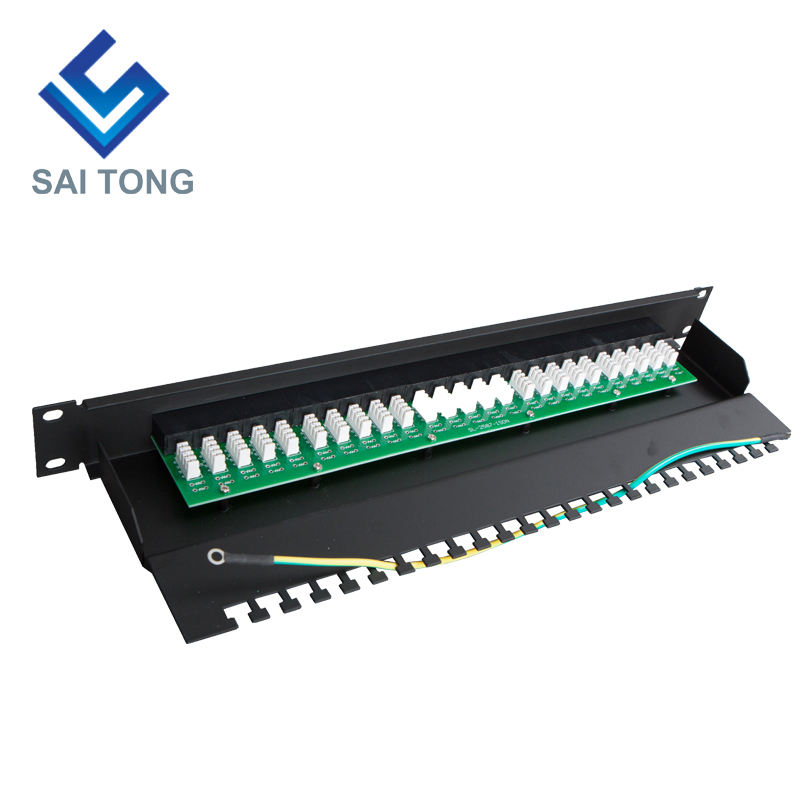 1U 19 '' 25 พอร์ต RJ45 Krone Jackets, เหล็กยึด Cat6 Patch Panel Blank Unshielded utp Cat5e CAT5 RJ45 Patch panel