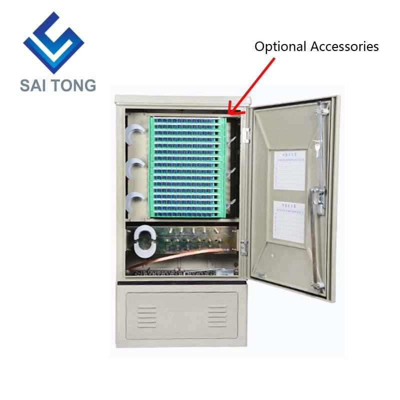 SaiTong FTTH 144 Core cross connect ตู้อุปกรณ์โทรคมนาคม SMC กลางแจ้งกันน้ำ IP55 144 core ตู้ไฟเบอร์ออปติก ODF