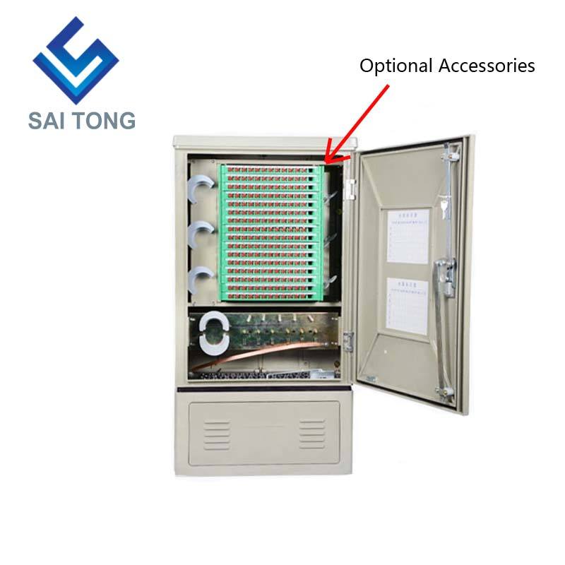 SaiTong FTTH 144 Core cross connect ตู้อุปกรณ์โทรคมนาคม SMC กลางแจ้งกันน้ำ IP55 144 core ตู้ไฟเบอร์ออปติก ODF