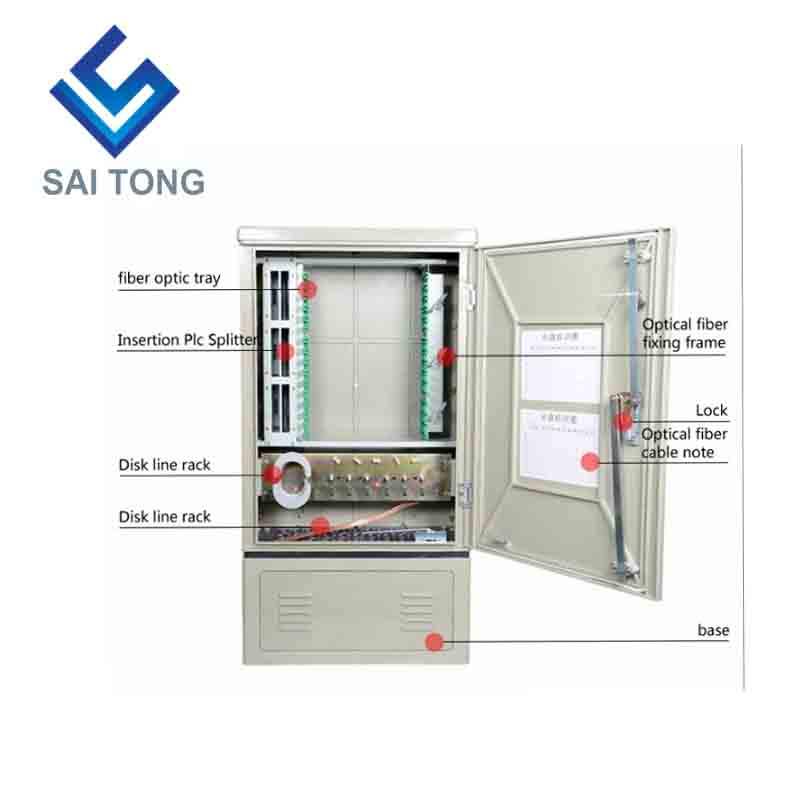 SaiTong FTTH 144 ตู้ศูนย์กลางการกระจายไฟเบอร์หลัก SMC วัสดุกันน้ำเข้ากลางแจ้ง 144 ตู้ไฟเบอร์ออปติก