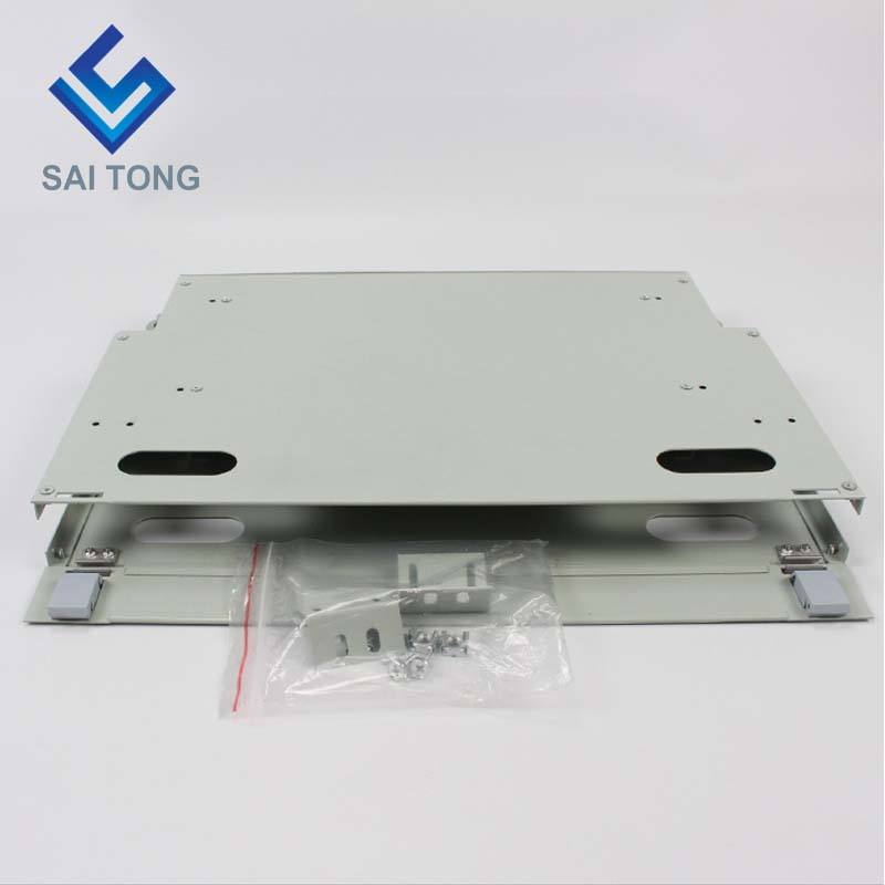 SaiTong FTTH 19 Inch Rack Mount 12 Port Cabinet SC/FC ODF 1 U 12 core Optical Fiber Distribution Frame Optional Full Load (อุปกรณ์เสริม)