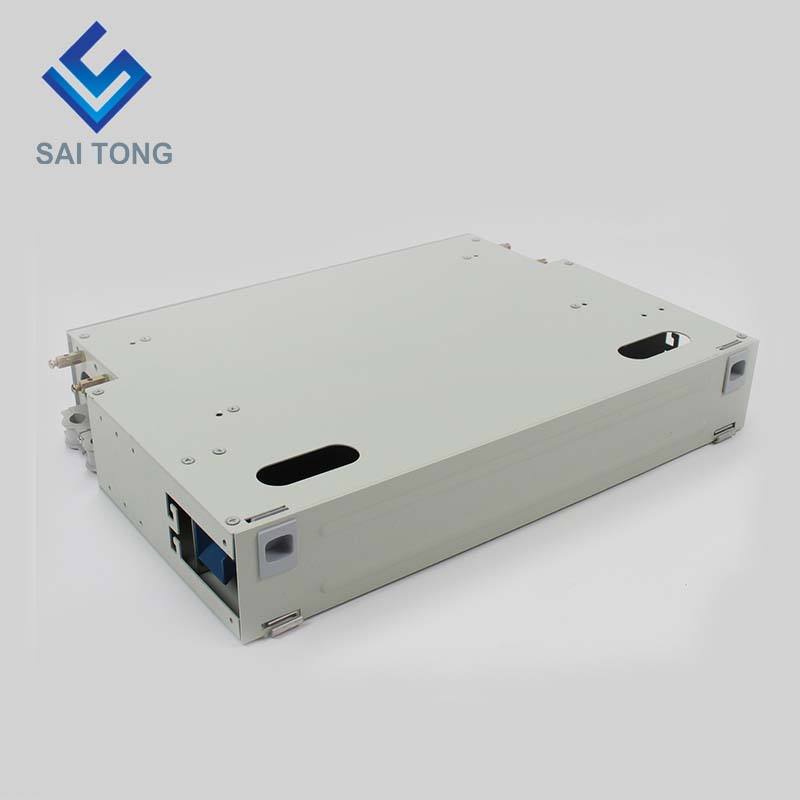 SaiTong FTTH 19 นิ้ว Rack Mounting 24 Port Cabinet SC/FC ODF 2 U 24 core Optical Fiber Distribution Frame Optional Full Load