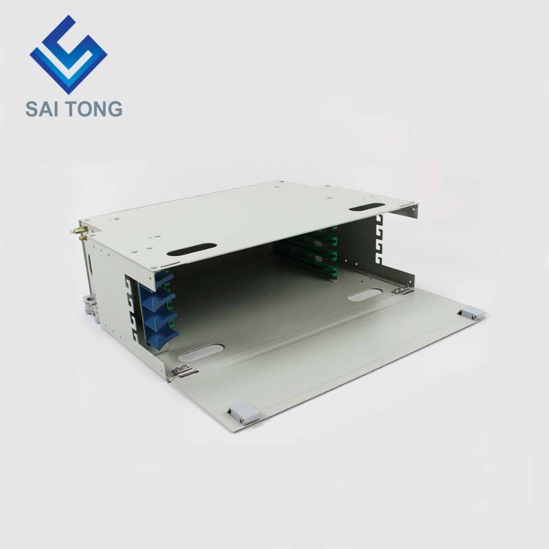 SaiTong FTTH 19 นิ้ว Rack Mount 48 พอร์ตตู้ SC / FC ODF 4 U 48 core กรอบการกระจายใยแก้วนำแสงเสริมโหลดเต็ม