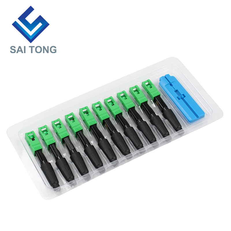 FTTH Fiber Saitong Optic ตัวเชื่อมต่อที่รวดเร็ว sc apc สายไฟเบอร์สีเขียวตัวเชื่อมต่อที่รวดเร็ว Quick Connector Field assembly Singlemode