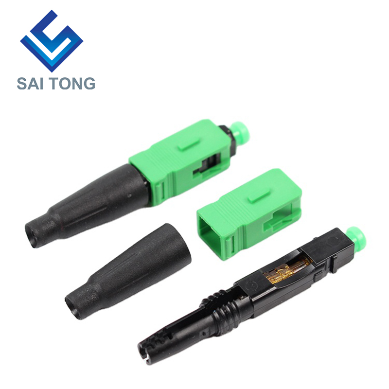 FTTH Fiber Saitong Optic ตัวเชื่อมต่อที่รวดเร็ว sc apc สายไฟเบอร์สีเขียวตัวเชื่อมต่อที่รวดเร็ว Quick Connector Field assembly Singlemode