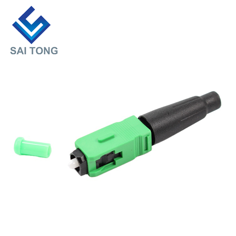 FTTH Fiber Saitong Optic ตัวเชื่อมต่อที่รวดเร็ว sc apc สายไฟเบอร์สีเขียวตัวเชื่อมต่อที่รวดเร็ว Quick Connector Field assembly Singlemode