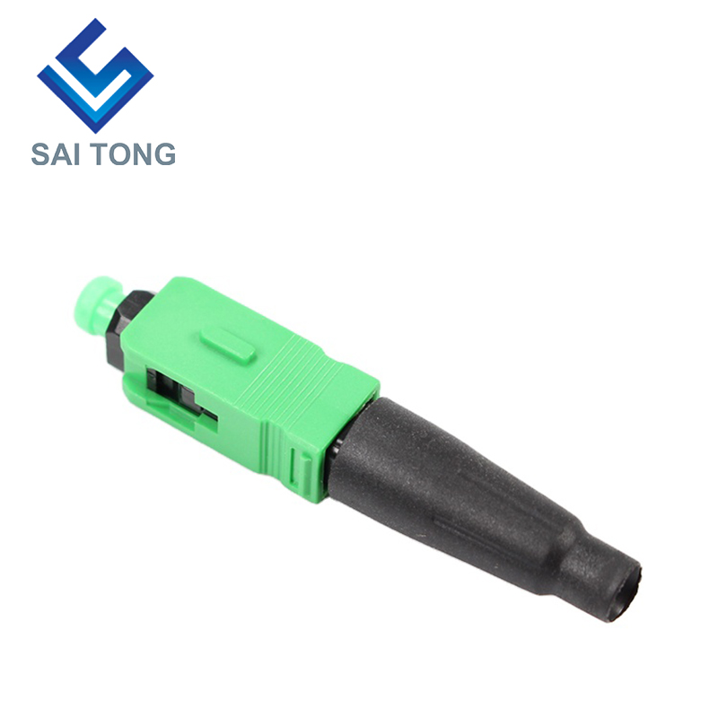 FTTH Fiber Saitong Optic ตัวเชื่อมต่อที่รวดเร็ว sc apc สายไฟเบอร์สีเขียวตัวเชื่อมต่อที่รวดเร็ว Quick Connector Field assembly Singlemode